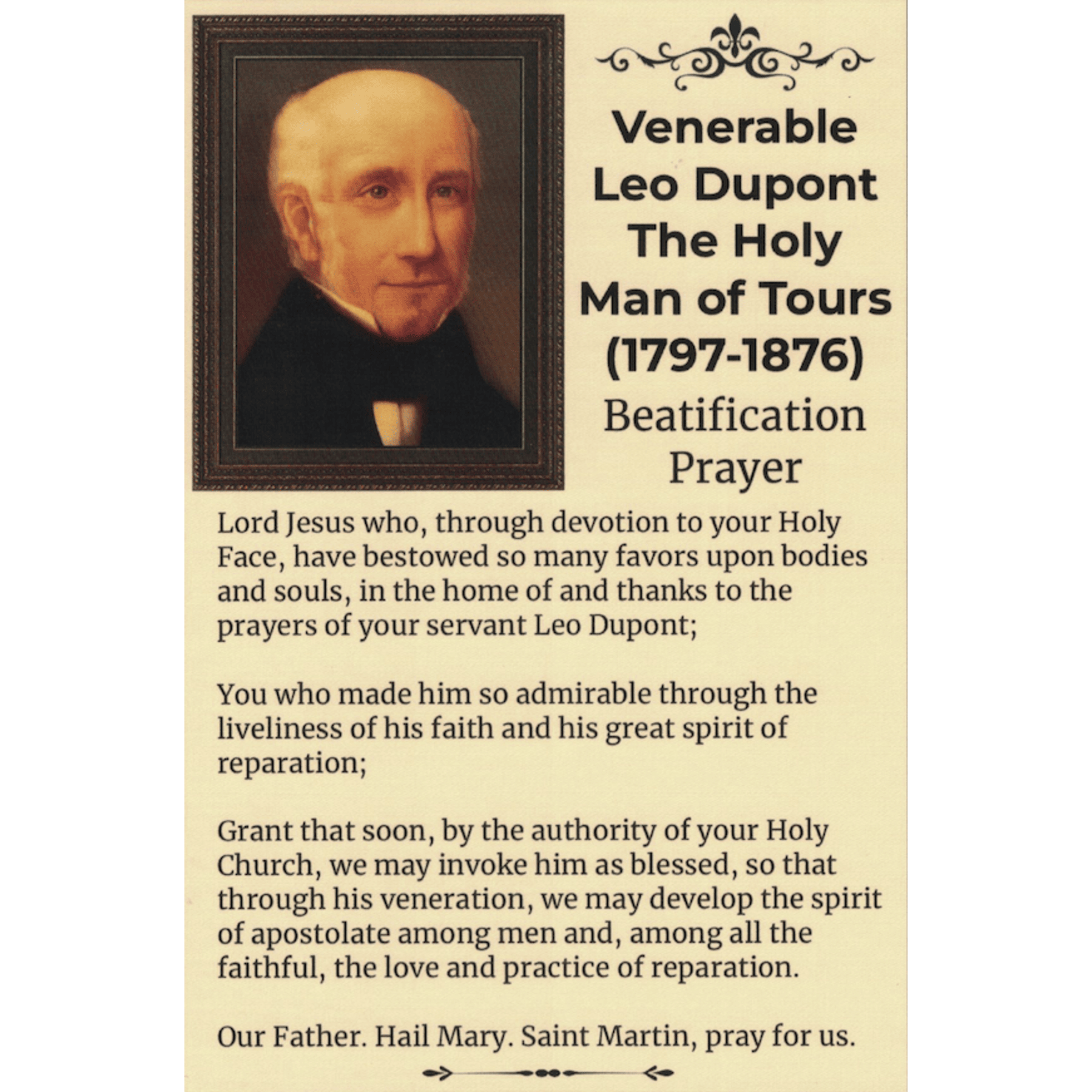 Leo Dupont prayer card front